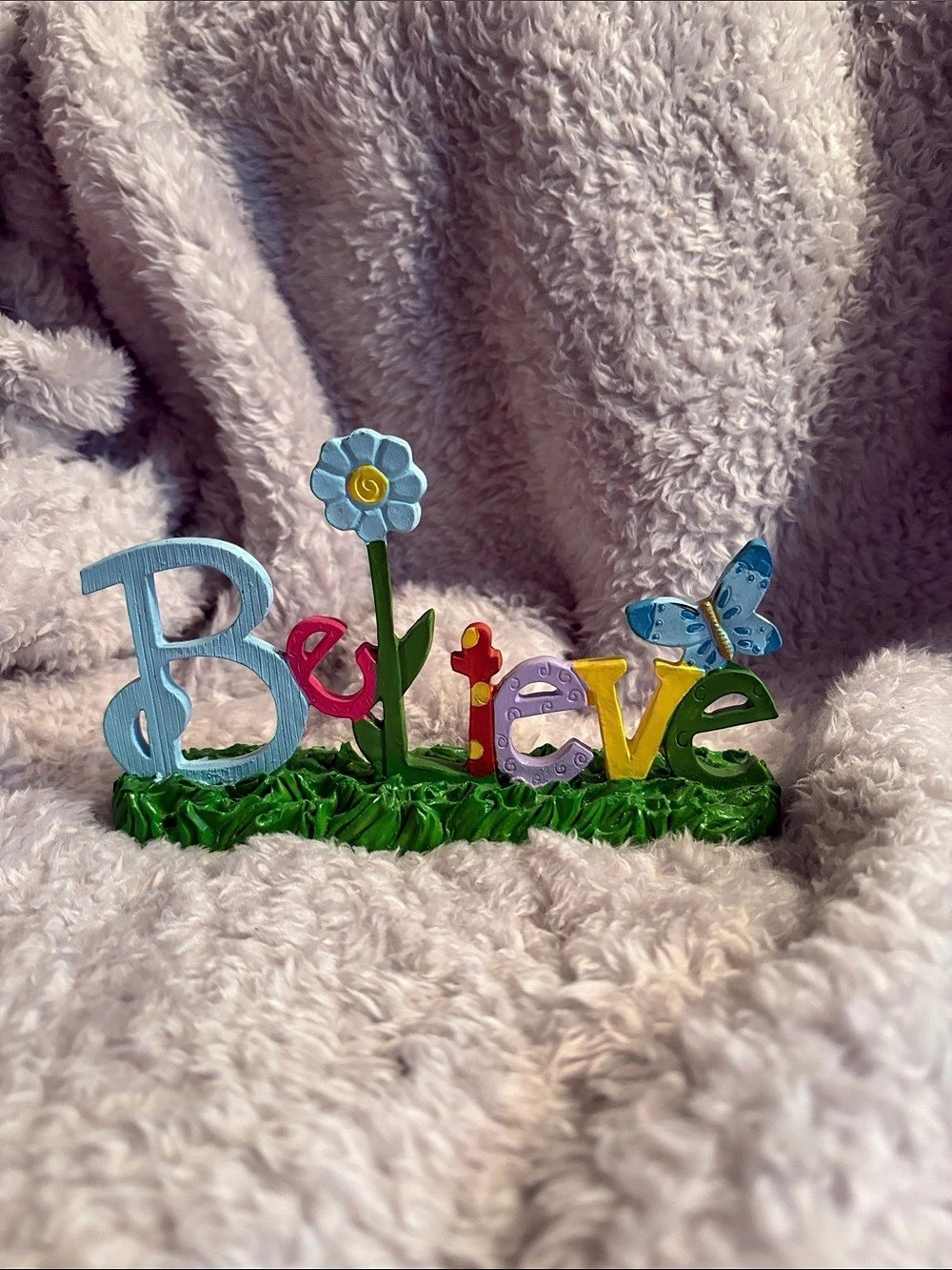 Decorative Believe Sign in Green & Blue
